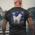 星月夜の犬 ヴァン・ゴッホ サモエド メンズTシャツ バックプリント 高齢者への贈り物