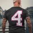 番号 4 ピンクのお気に入りの番号 メンズTシャツ バックプリント 高齢者への贈り物