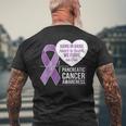 膵臓がん啓発 ハートトゥハート パープルリボン メンズTシャツ バックプリント 高齢者への贈り物