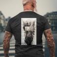 黒と白の天使 クラシックヴィンテージアート メンズTシャツ バックプリント 高齢者への贈り物