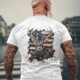 Buck White Tail Deer Hunting Hunter Distressed American Flag Men's T-shirt Back Print Gifts for Old Men
