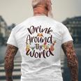 Family Drinking Around The World チェックリスト パスポート メンズTシャツ バックプリント 高齢者への贈り物