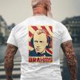 Johannes Brahms クラシック音楽の作曲家 レトロ調 メンズTシャツ バックプリント 高齢者への贈り物