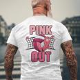 Pink Out Volleyball Breast Cancer Awareness Ribbon Volley Men's T-shirt Back Print Gifts for Old Men