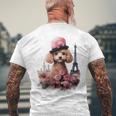 かわいい フランス パリ エッフェル塔 トイプードル パリジャンプードル 長袖tシャツ メンズTシャツ バックプリント 高齢者への贈り物