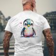ちょっと可愛い赤ちゃんペンギンの鳥とハートのペンギン。 メンズTシャツ バックプリント 高齢者への贈り物
