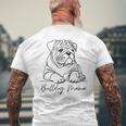 イングリッシュブルドッグ ママ ブルドッグ ママ キュート ラインアート 犬 アーティスティック メンズTシャツ バックプリント 高齢者への贈り物