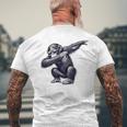 サングラスをかけたダブダンスを踊るチンパンジー猿 メンズTシャツ バックプリント 高齢者への贈り物
