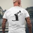 トランペット奏者猫 メンズTシャツ バックプリント 高齢者への贈り物
