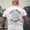 ボディピアス Guess Where I'm Pierced アンティーク調デザイン メンズTシャツ バックプリント 高齢者への贈り物