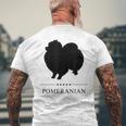 ポメラニアンブラックシルエット メンズTシャツ バックプリント 高齢者への贈り物