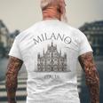ミラノ イタリア ドゥオーモ 大聖堂 建築 イタリア メンズTシャツ バックプリント 高齢者への贈り物