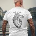 解剖学的に正しい人間の心臓tem Aorta Cardio メンズTシャツ バックプリント 高齢者への贈り物