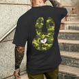 Badうさぎ星人 グリーン迷彩 メンズTシャツ バックプリント 彼への贈り物