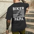 Biker Papa Us Flag Motorcycle Patriot Dad Daddy Grandpa Men Men's T-shirt Back Print Funny Gifts