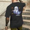 Boo Ghost Playing Flute Halloween Musical Instrument Men's Back Print T-Shirt Gifts for Him Boo Ghost Playing Flute Halloween Musical Instrument Men's Back Print T-Shirt Gifts for Him