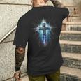Christian Cross Punk Art Style Distressed Crown Of Thorns Men's Back Print T-Shirt Gifts for Him