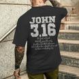 For Godo Loved The World John 316 聖書の言葉 キリスト教 メンズTシャツ バックプリント 彼への贈り物