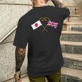Japanese Flag British Flag 英国遺産 イングリッシュルーツ 日本の国旗 イギリスの国旗 メンズTシャツ バックプリント 彼への贈り物