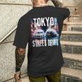 Jdm日本人ドリフトレースカー2台 東京ストリートドリフト夜 メンズTシャツ バックプリント 彼への贈り物