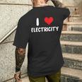 I Love Electricity ハート 電気技師ユーティリティ電気 メンズTシャツ バックプリント 彼への贈り物