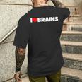 I Love ハート Brains メンズTシャツ バックプリント 彼への贈り物