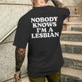 Nobody Knows I'm A Lesbian Gay Lgbtq ユーモア プライド 月 長袖tシャツ メンズTシャツ バックプリント 彼への贈り物