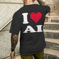 Red Heart I Love Ai メンズTシャツ バックプリント 彼への贈り物