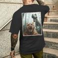 Selfie De Chat Avec Dinosaure Photo De Chat Effrayée Amusante T-shirt imprimé au dos Cadeaux pour lui