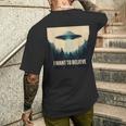 I Want To Believe ヴィンテージ Ufo エイリアン クラフト 夢の出会い メンズTシャツ バックプリント 彼への贈り物