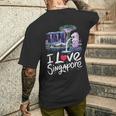 「I Loveingapore Citykyline」とマーライオンのデザイン。 メンズTシャツ バックプリント 彼への贈り物