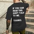これを読めたら私に話しかけないでください-面白い人が嫌い メンズTシャツ バックプリント 彼への贈り物