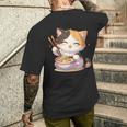 わがまま猫 ねこ ラーメン好き かわいい おもしろ マンガ 長袖tシャツ メンズTシャツ バックプリント 彼への贈り物