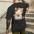 わがまま猫 寿司ねこ ラーメン好き かわいい おもしろ マンガ メンズTシャツ バックプリント 彼への贈り物
