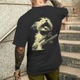 ギターロッカー ギタリスト 動物 パンク グランジ犬とマルチーズ メンズTシャツ バックプリント 彼への贈り物