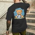 サッカーボール付きのかわいいテディベア メンズTシャツ バックプリント 彼への贈り物