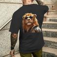 サングラスをかけたライオン 動物大好きライオン かわいいライオン メンズTシャツ バックプリント 彼への贈り物