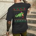 サンタ T-Rex 食べるトナカイ恐竜 アグリークリスマスセーター メンズTシャツ バックプリント 彼への贈り物
