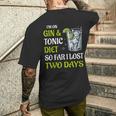 ジントニック ダイエット お酒 カクテル 面白い ドリンク メンズTシャツ バックプリント 彼への贈り物