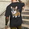 タクティカル コーギー 犬種 戦士 動物 しゃれ ミーム メンズTシャツ バックプリント 彼への贈り物