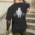 デッドリフト フィットネス 猫 ウェイトトレーニング エクササイズ ギフト メンズTシャツ バックプリント 彼への贈り物