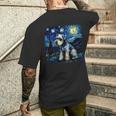 バン・ゴッホ 星月夜ミニチュア・シュナウザー 長袖tシャツ メンズTシャツ バックプリント 彼への贈り物