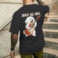 ビション・フリーゼ ギターを弾く ロックンロール 犬好き メンズTシャツ バックプリント 彼への贈り物