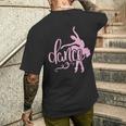 ピンクのバレエダンサー、スクリプトダンスレタリングデザイン。 メンズTシャツ バックプリント 彼への贈り物