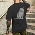 ブリティッシュショートヘアの猫 長袖tシャツ メンズTシャツ バックプリント 彼への贈り物