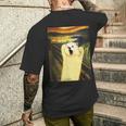 ポメラニアン 面白いtシャツ 犬 ムンクの叫び かわいい メンズ 子供 おもしろ 服 グッズ ネタ わんこ メンズTシャツ バックプリント 彼への贈り物