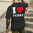 レッドハート I Love Pussy メンズTシャツ バックプリント 彼への贈り物