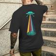 レトロ 宇宙人 宇宙船 Ufo メンズTシャツ バックプリント 彼への贈り物
