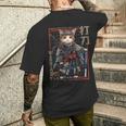 レトロな侍猫 戦士の猫 長袖tシャツ メンズTシャツ バックプリント 彼への贈り物