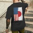 半日半 アメリカ国旗 日米ルーツ メンズTシャツ バックプリント 彼への贈り物